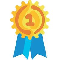 A medal with a blue ribbon and a number one vector
