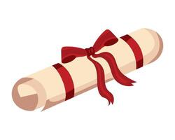 A scroll with a red ribbon tied around it vector