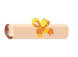 A scroll with a yellow ribbon and a bow vector