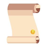 A scroll with a gold coin on it vector