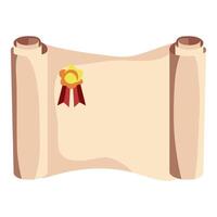 Old parchment scroll with gold medal illustration vector