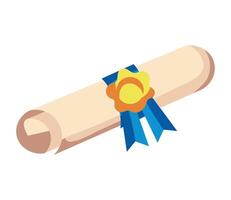 A diploma with a ribbon and a star vector