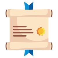 An old scroll with a blue ribbon and a gold seal vector