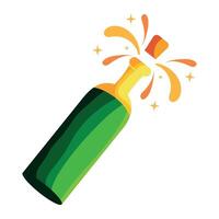 A bottle of champagne with a sparkle vector