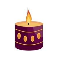 A purple candle with a yellow flame on top vector