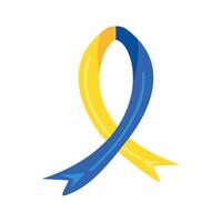 A yellow and blue ribbon with a arrow pointing to it vector