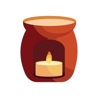 A candle is lit in a pot with a lid vector
