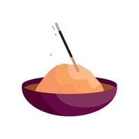 A bowl with a stick in it and a spoon vector