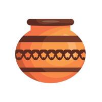 An orange pot with brown decoration on the side vector