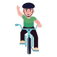 A man riding a bike with his hand up vector