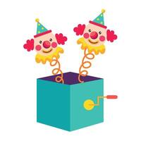 Two clowns in a box with a balloon vector