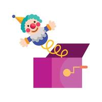 A cartoon clown is sitting in a box with a musical instrument vector