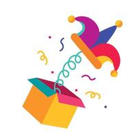 A colorful box with a hat inside vector