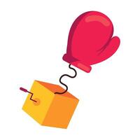 A boxing glove and a cube with a red handle vector