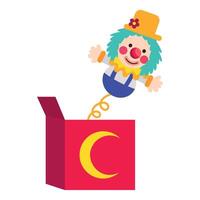 A cartoon clown is standing in a box with a flag vector