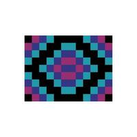 A pixelated square pattern in purple, blue and black vector
