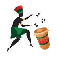 A person playing a drum with music notes vector