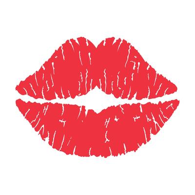 Red lips on white background