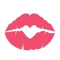 A pink lips with a heart shape on it vector