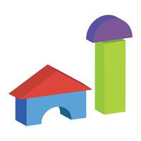 A house and a tower with a green and blue house vector