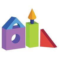 A colorful set of blocks with a house and a candle vector