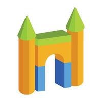 A castle with a gate and a tower vector