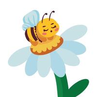 A cartoon bee sitting on a flower vector