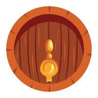 A wooden barrel with a tap on it vector