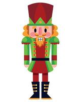A nutcracker with a red and green outfit vector