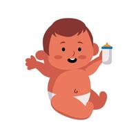 Baby with bottle and bottle in hand vector