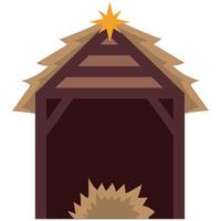 A manger with a star on top and a straw roof vector