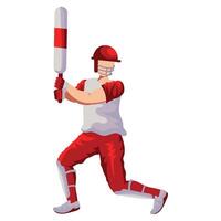 Cricket player in red uniform vector