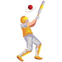 Cricket player hitting ball vector
