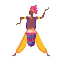 African american dancer with drum illustration vector
