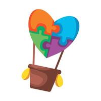 A heart shaped puzzle piece in a pot with a balloon vector