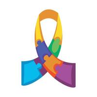 A rainbow puzzle piece with a piece missing vector