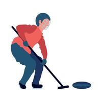 Curling man playing the game of curling, illustration vector