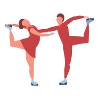 Two people in figure skating costumes are doing a dance vector