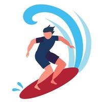 A man riding a wave on a surfboard vector