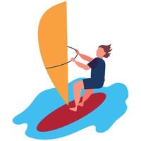 A man is windsurfing on a small wave vector