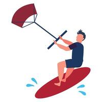 A man is riding a kite on a surfboard vector
