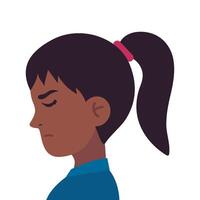 A girl with a ponytail in profile vector