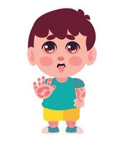 A boy with a rash on his hand vector
