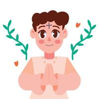 A cartoon boy with a cross on his forehead vector