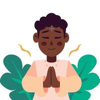 An illustration of a black man praying vector