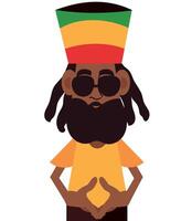A cartoon rasta man with a beard and sunglasses vector
