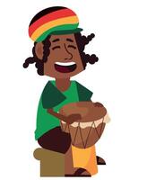 A cartoon character of a man playing a drum vector