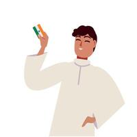 A man holding an indian flag and a card vector
