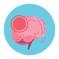 Brain with red dot on it, flat design vector
