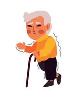 An old man with a cane is walking vector